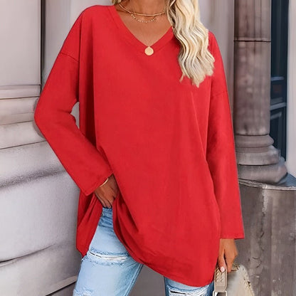 Longsleeve Damestrui met V-Hals - Lucinda