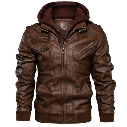 Heren leren jack met afneembare capuchon - Ryder