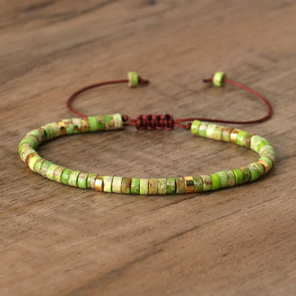 Gevlochten Armband met 2,4 mm Natuurlijke Steen Rollers - Seraphina