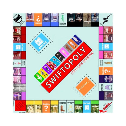 Muziekgebaseerd bordspel met songkaarten en Monopoly-geld voor spelavonden