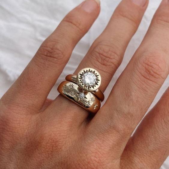 Set Vintage Kristalringen in Goud - Ziva