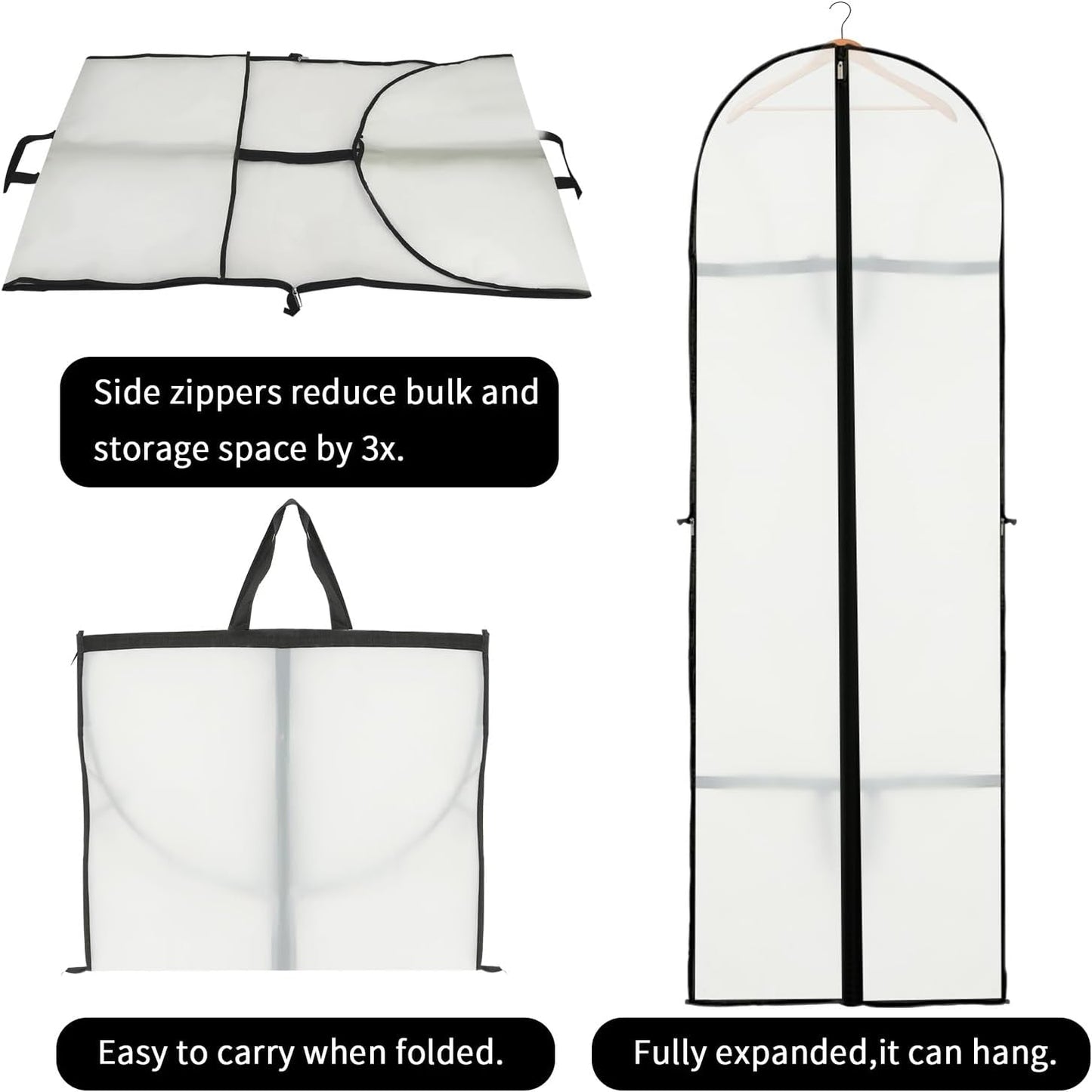 Lange Jurk Opslaghoes – 180 cm met Rits en Venster (2-Pack)