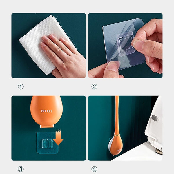 Siliconen Toilettenborstel met Wandhouder & Druppelopvang – Clevora