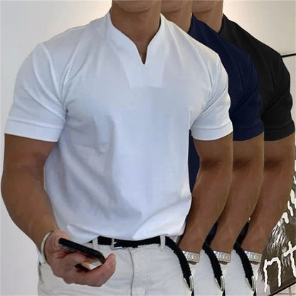 Ademend heren fitnessshirt met V-hals - Timo