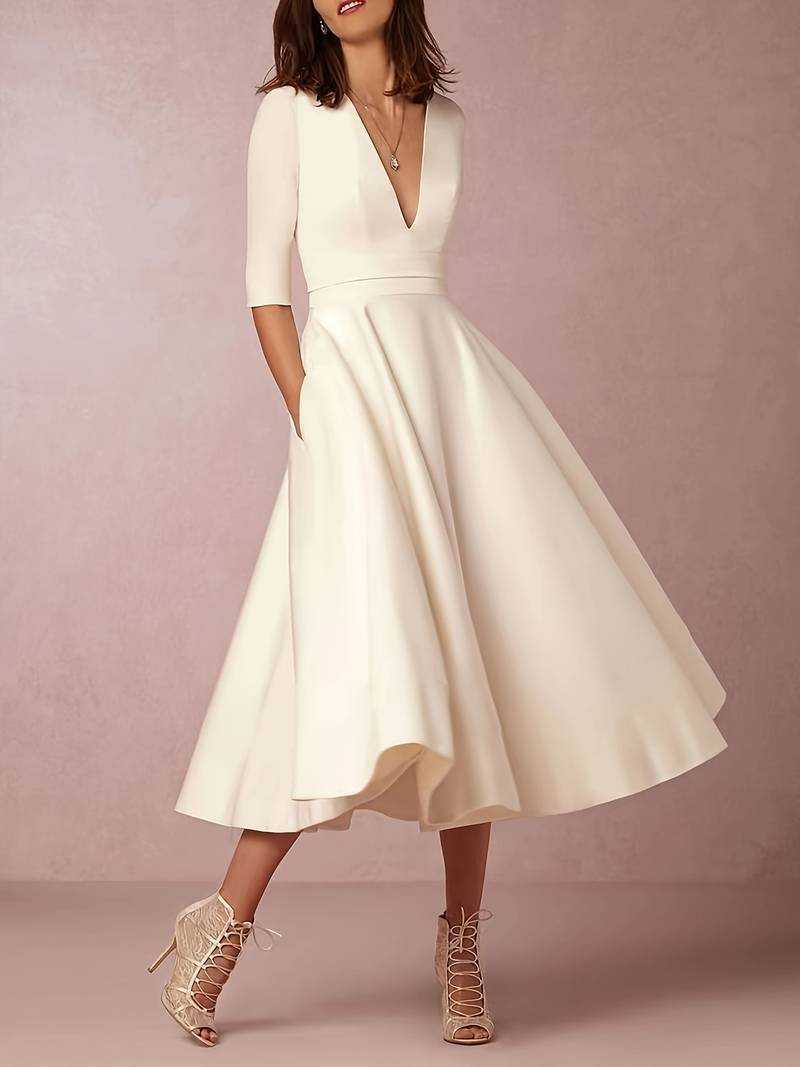 Retro Witte A-Lijn Swingjurk – Vivienne