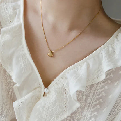 Gouden Sint-Jakobsschelp Bloemenketting - Lila