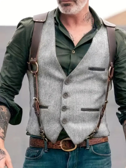Heren Vintage V-hals Omkeerbaar Vest - Nathan