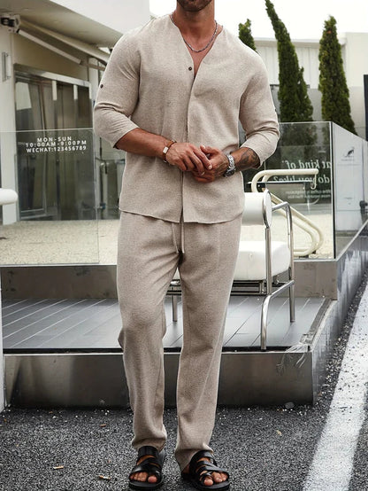 Comfortabele Beige Linnen Heren Outfit – Enzo