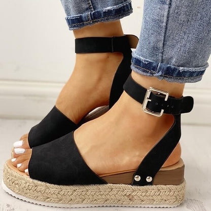 Dames Plateau Espadrille Sandalen met sleehak & bandjes – Livia