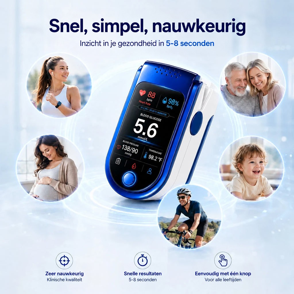 Monitor in het midden omringd door cirkels met een hardloopster, een zwangere vrouw, een stel, een kind en een wielrenner. 8