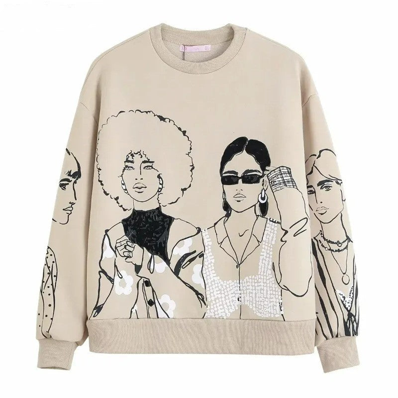 Losvallende Wolprint Sweater - Elise