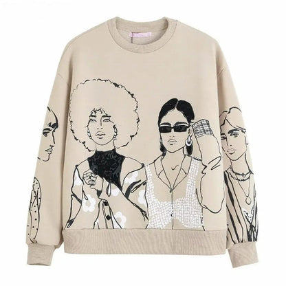 Losvallende Wolprint Sweater - Elise