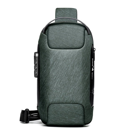 Compact Waterbestendige Schoudertas voor Mannen – Diefstalpreventie met USB-Poort
