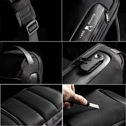 Compact Waterbestendige Schoudertas voor Mannen – Diefstalpreventie met USB-Poort