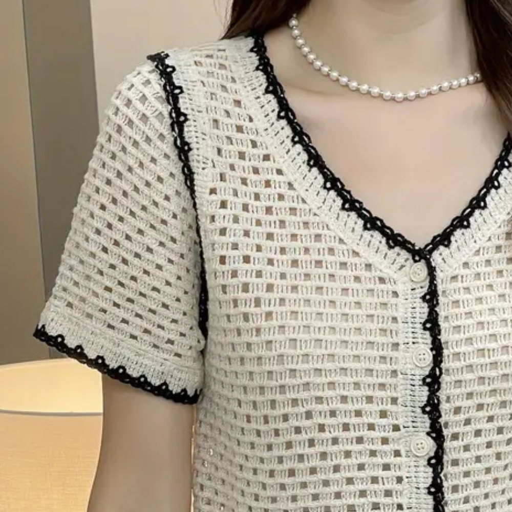 Trendy Opengewerkte Blouse voor Dames - Livia
