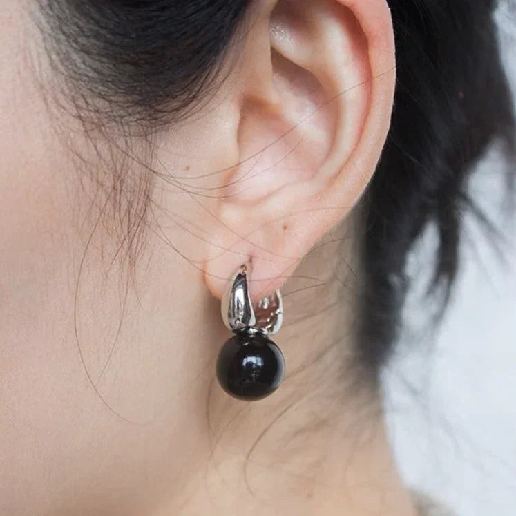 Stijlvolle Zwarte Onyx Oorbellen - Lina