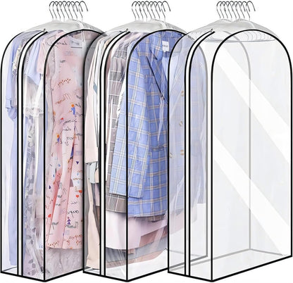 Transparante kledinghoezen met inzetstukken – Set van 6 opberghoezen met zijrits