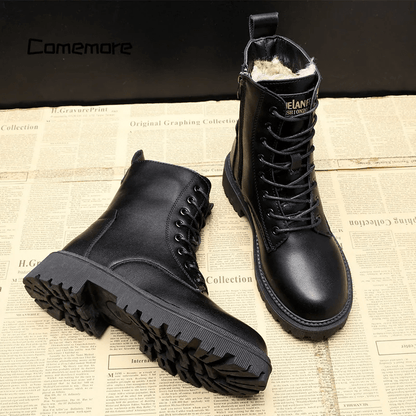 Luxe Zwarte Leren Dames Winterboots - Bella