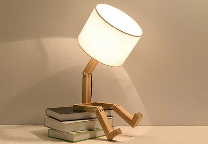 Houten Tafellamp met Boekenhouder - RutanFlex