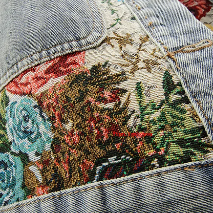 Trendy Bloemen Denim Jack voor Dames - Amaline