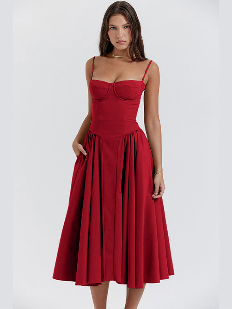 Trendy Midi Avondjurk met plissézoom - Amara