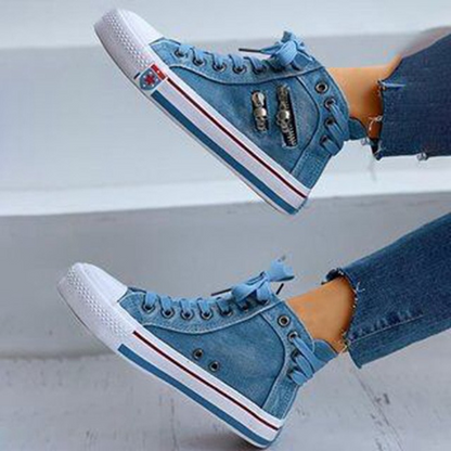 Trendy Hoge Denim Dames Sneakers – Selina