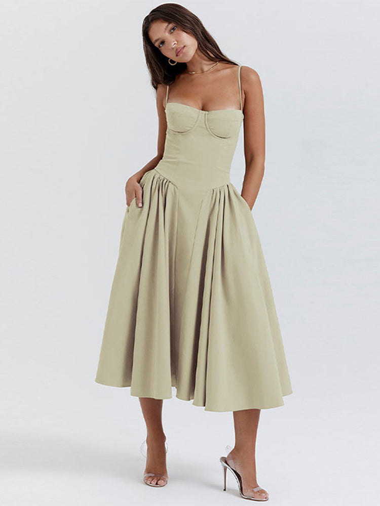 Trendy Midi Avondjurk met plissézoom - Amara