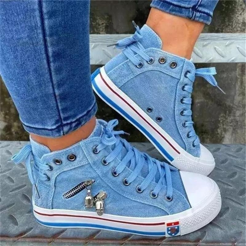 Trendy Hoge Denim Dames Sneakers – Selina