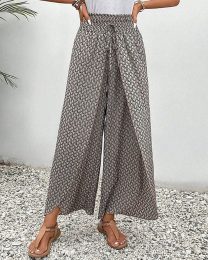 Damesbroek met hoge taille & geometrisch patroon – Sapphira