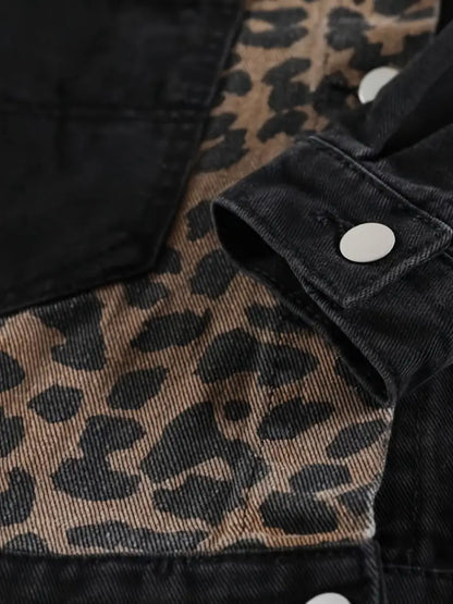 Wildly Chic Luipaardprint Denim Jas - Leona