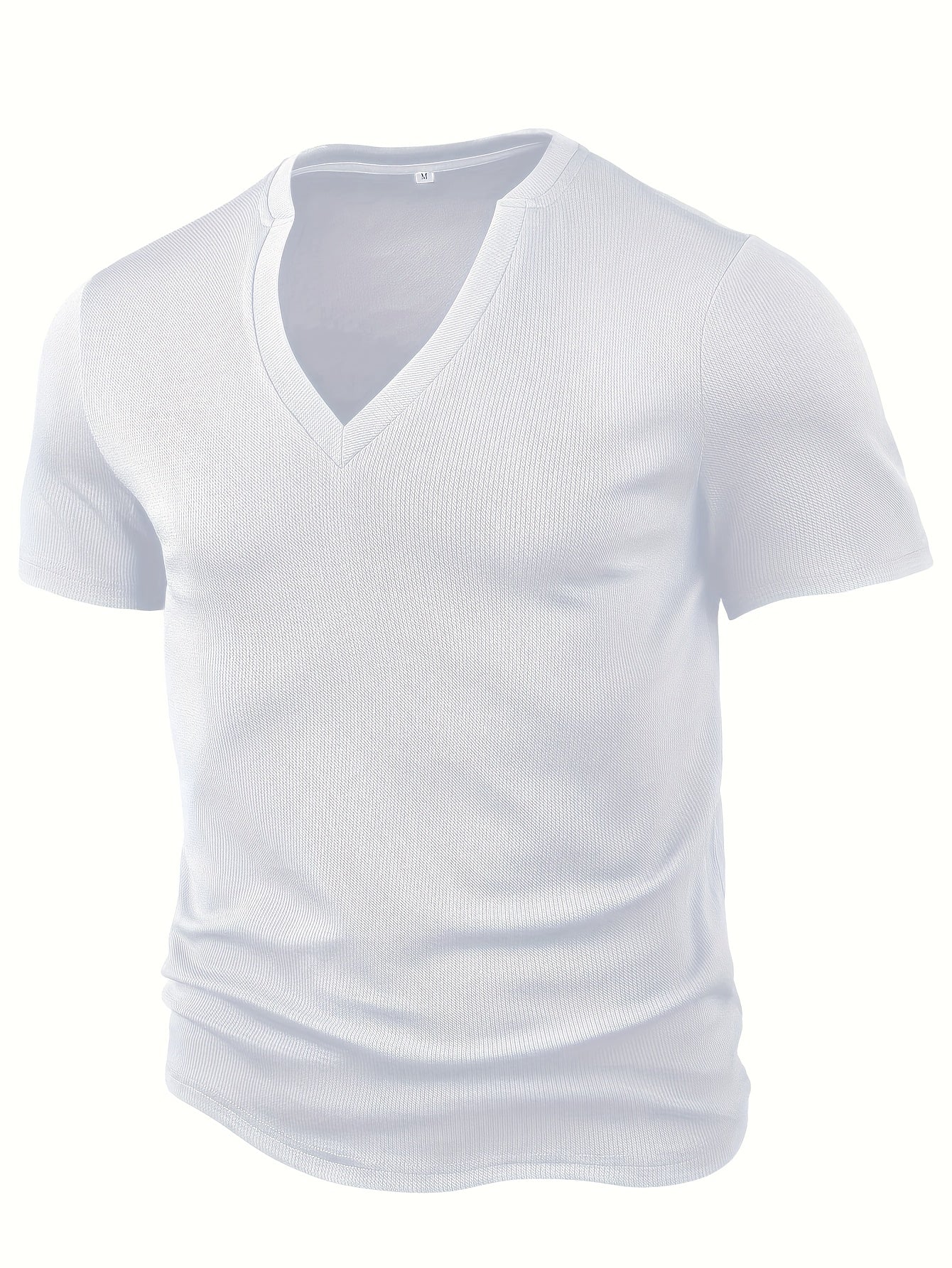 Heren T-shirt met Diepe V-hals en Textuur – Rafael