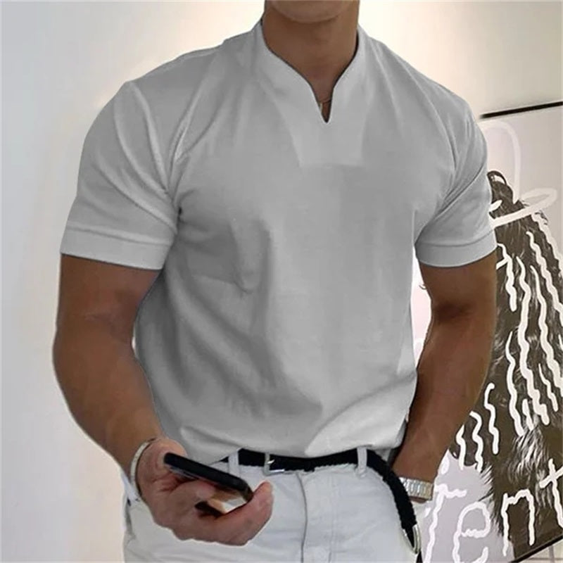 Ademend heren fitnessshirt met V-hals - Timo