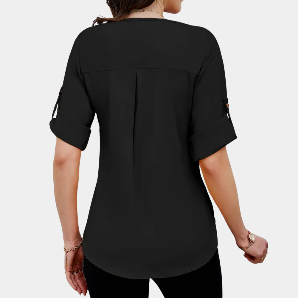 Luchtige Zwarte Plooienblouse voor Dames - Amira