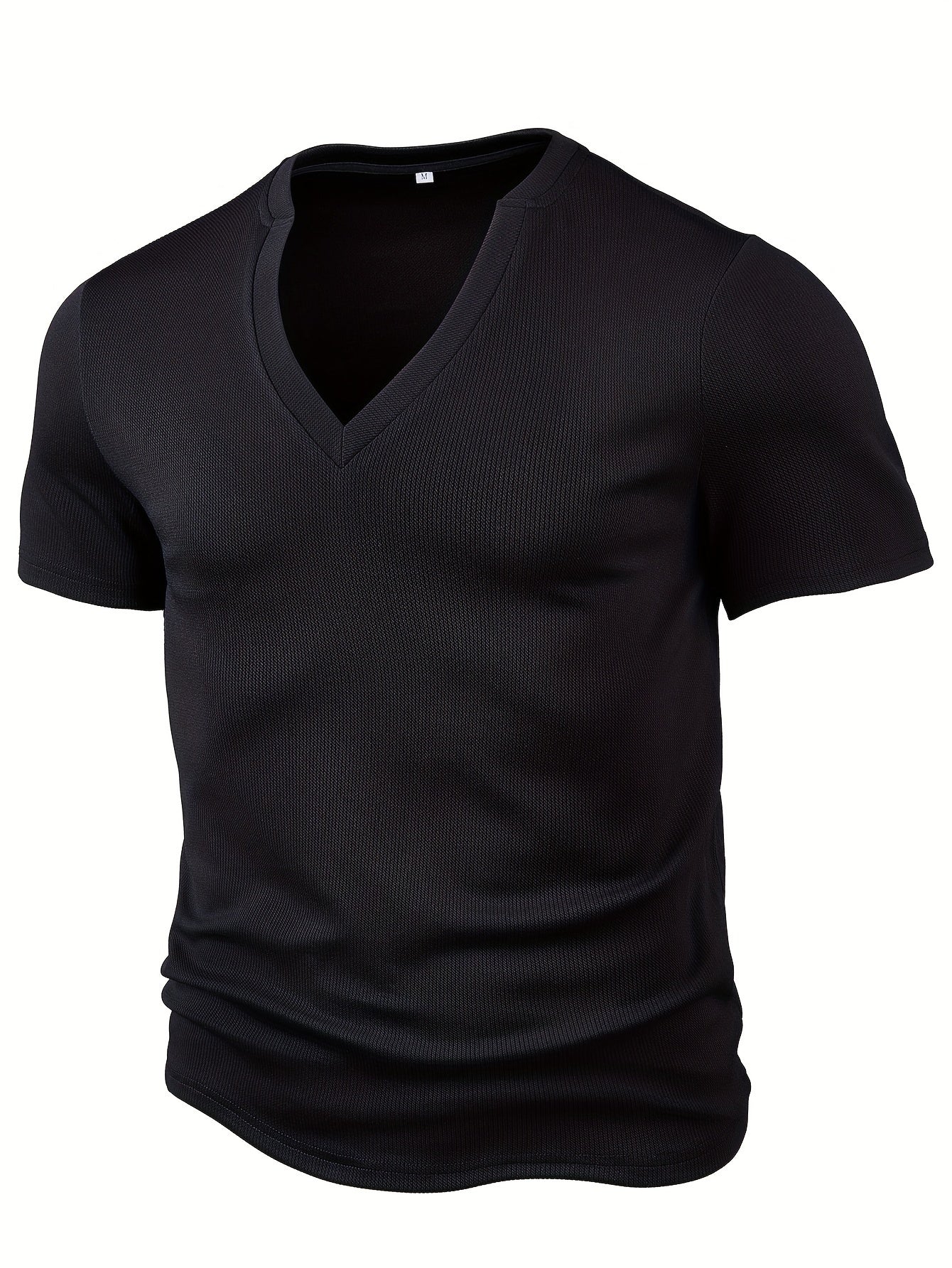 Heren T-shirt met Diepe V-hals en Textuur – Rafael