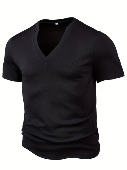 Heren T-shirt met Diepe V-hals en Textuur – Rafael