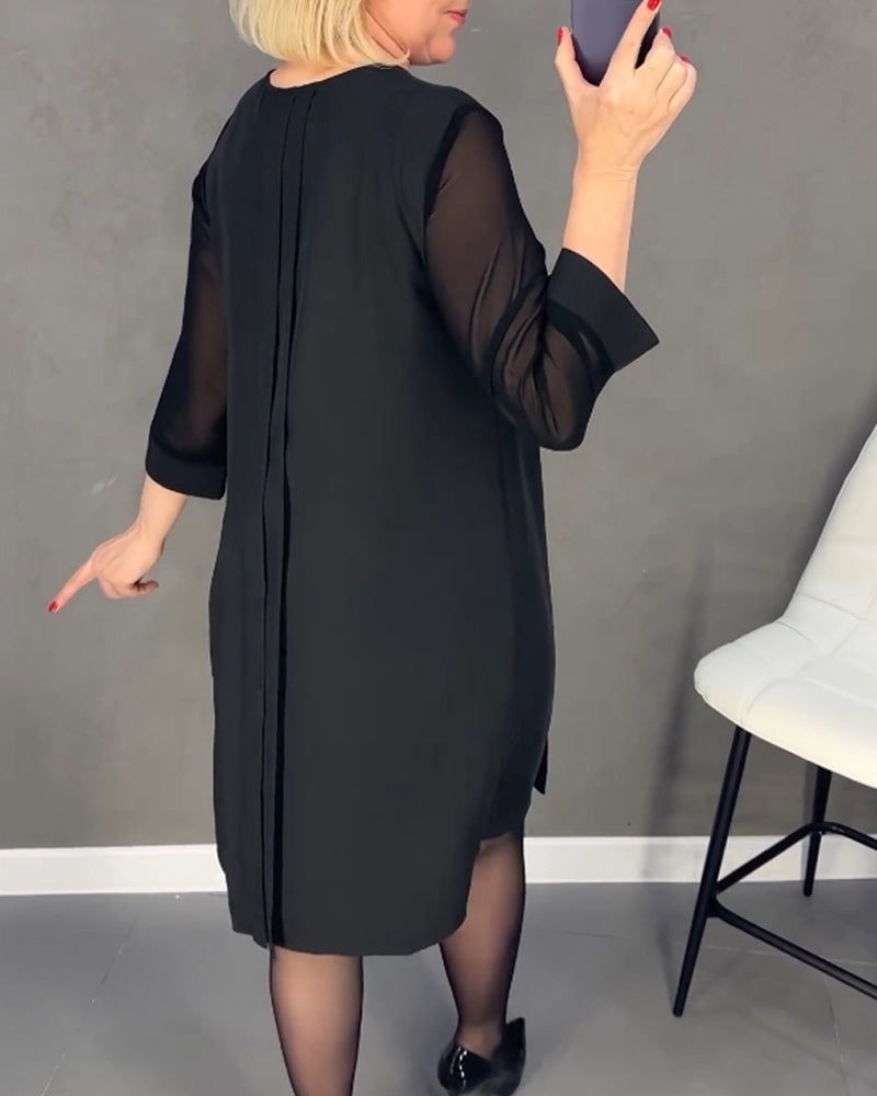 Trendy Shift Jurk met Meshdetails - Gabrielle