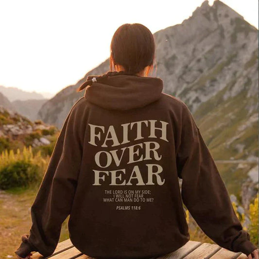 Uniseks Hoodie "Geloof Over Angst" Psalmen 118:6 - Faithmore