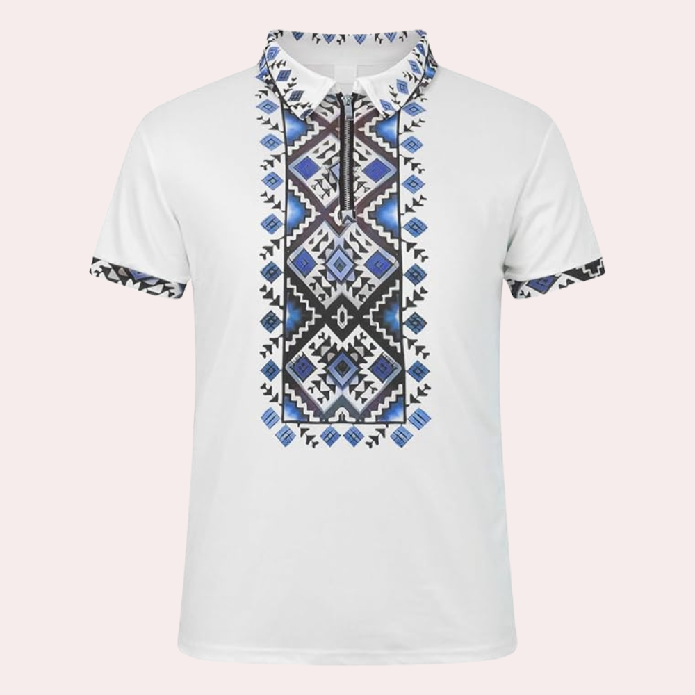 Bedrukte Witte Polo voor Heren - Lucas