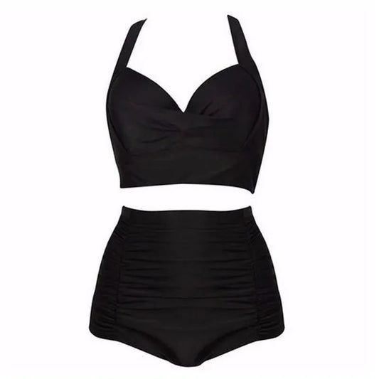 Zwarte Bikiniset met Haltertop en Hoge Taille – Alina
