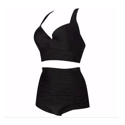 Zwarte Bikiniset met Haltertop en Hoge Taille – Alina