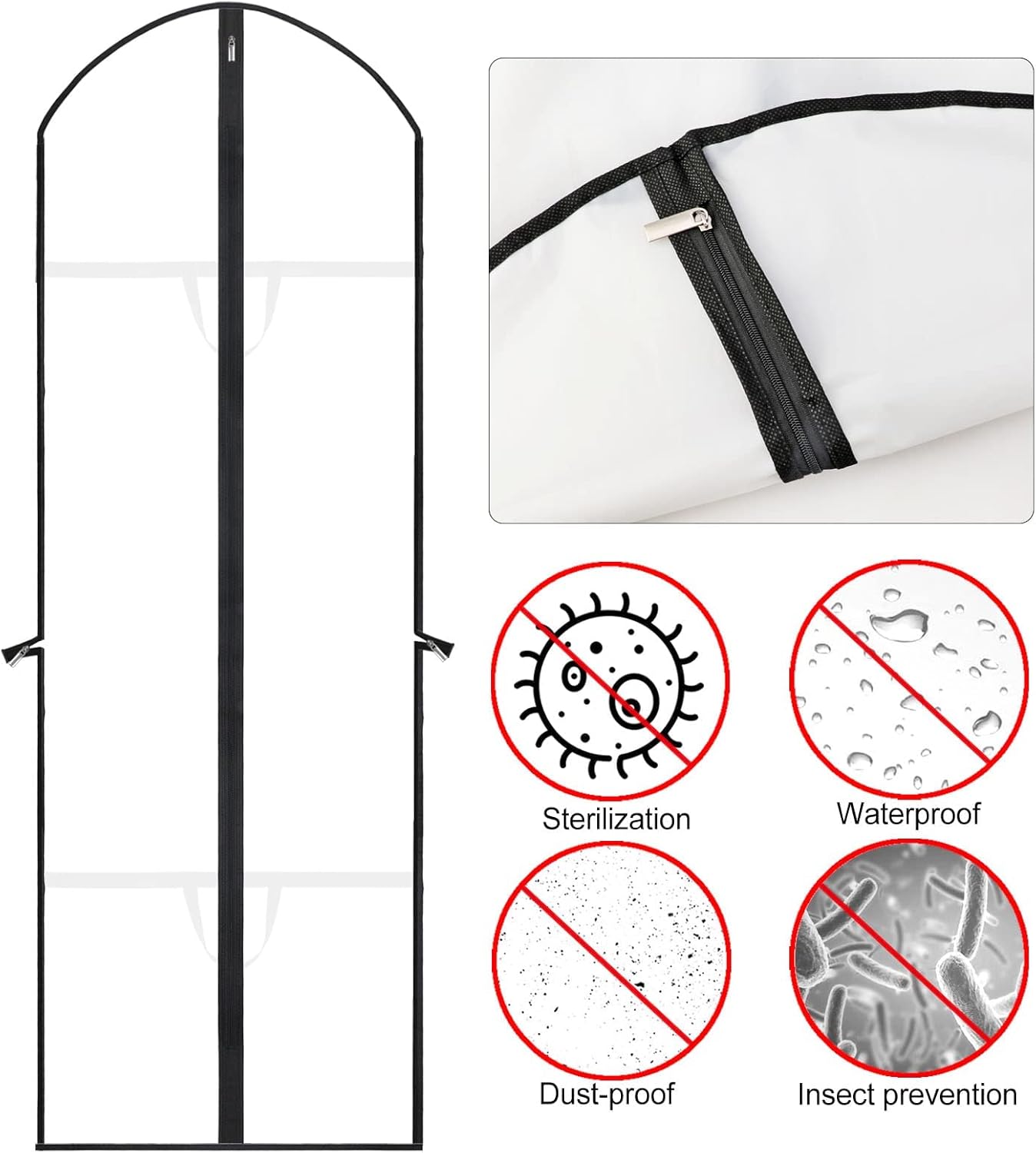Extra Lange Kledingtas voor Jurken & Gewaden- 180 cm Beschermhoes met Handvatten