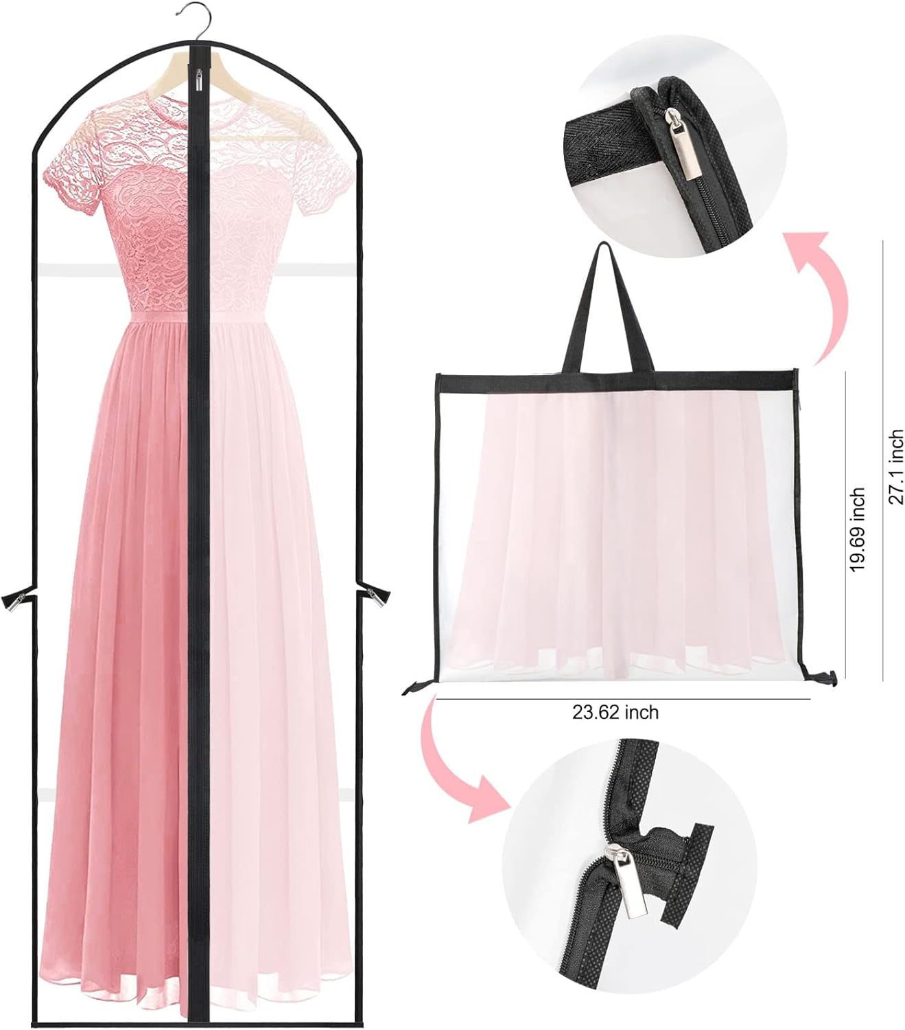 Extra Lange Kledingtas voor Jurken & Gewaden- 180 cm Beschermhoes met Handvatten