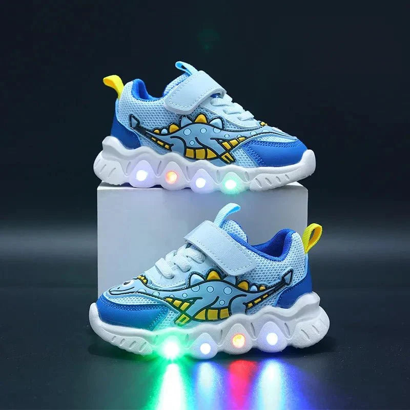 Lichtgevende dino-sneakers voor kinderen met klittenbandsluiting – GlowSteps