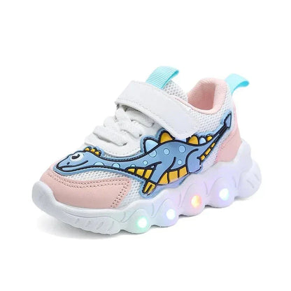Lichtgevende dino-sneakers voor kinderen met klittenbandsluiting – GlowSteps