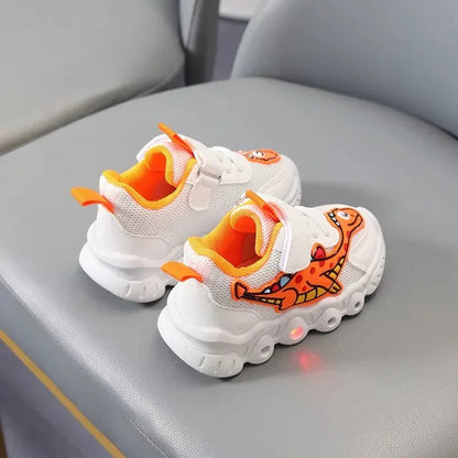 Lichtgevende dino-sneakers voor kinderen met klittenbandsluiting – GlowSteps