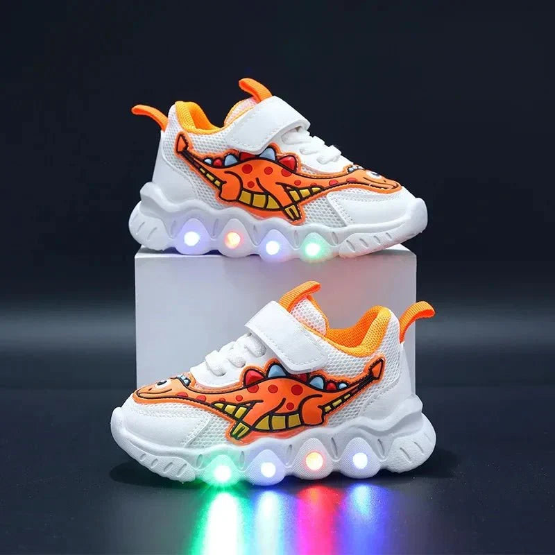 Lichtgevende dino-sneakers voor kinderen met klittenbandsluiting – GlowSteps