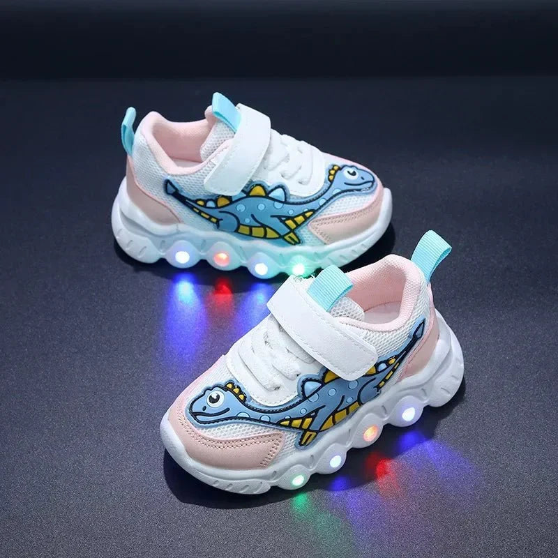 Lichtgevende dino-sneakers voor kinderen met klittenbandsluiting – GlowSteps