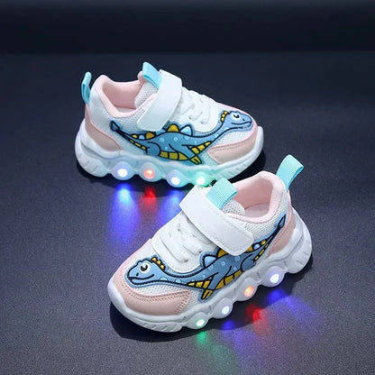 Lichtgevende dino-sneakers voor kinderen met klittenbandsluiting – GlowSteps