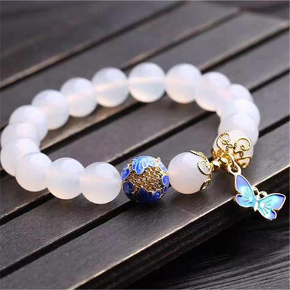 Vlinder Witte Agaat Armband – Evelina