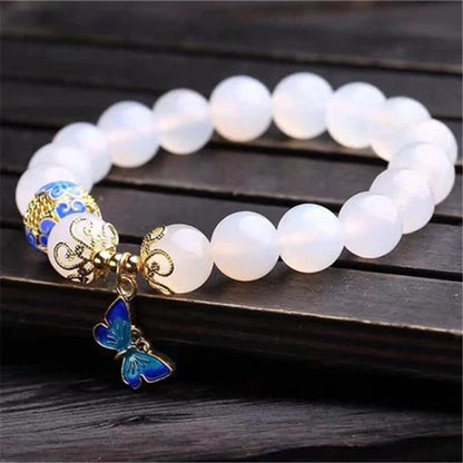 Vlinder Witte Agaat Armband – Evelina